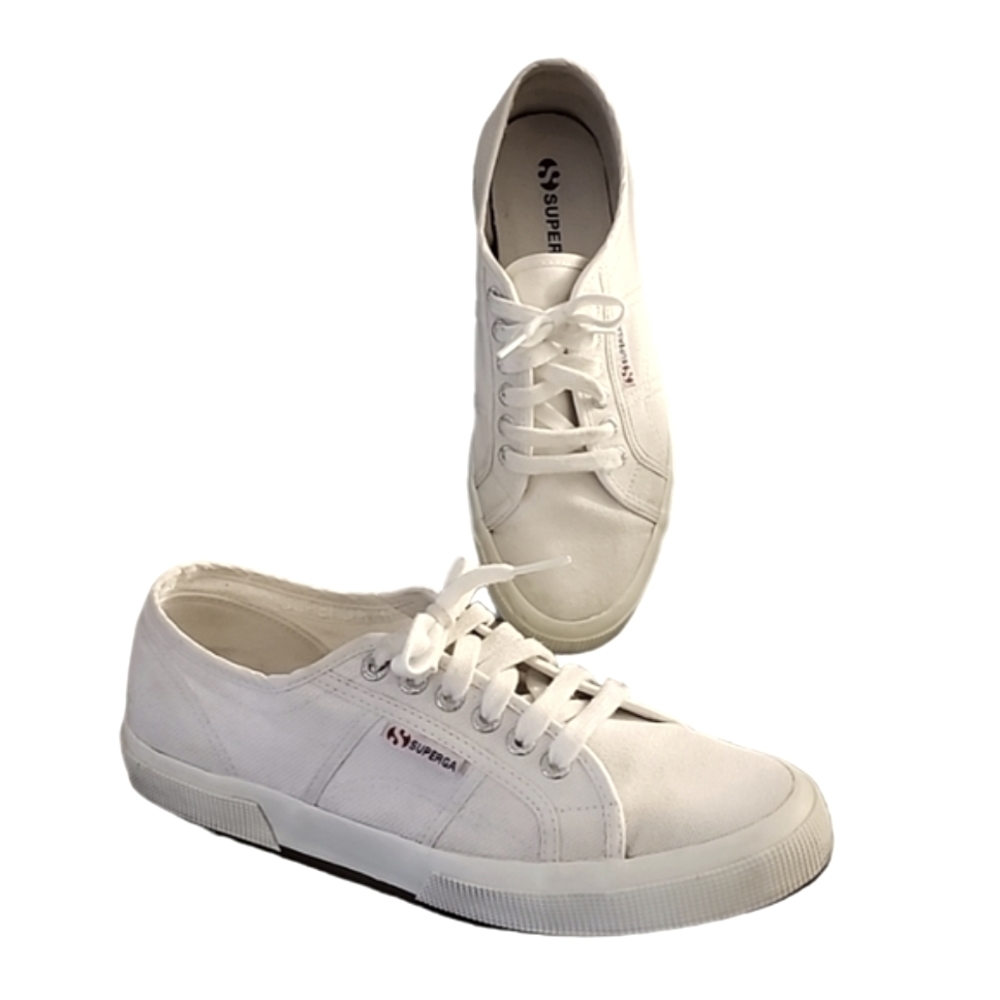 SUPERGA 2750 COTU CLASSIC White Canvas Sneakers 41.5 Size 10 Trainers Retro - Picture 10 of 16